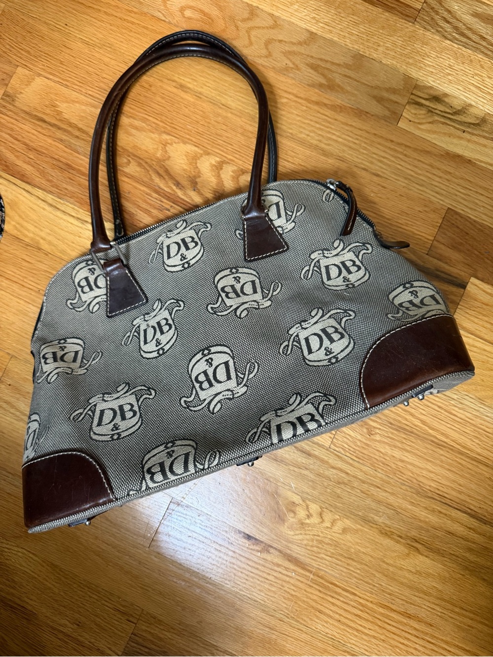 Dooney & Bourke Brown & Tan Logo Dome Satchel